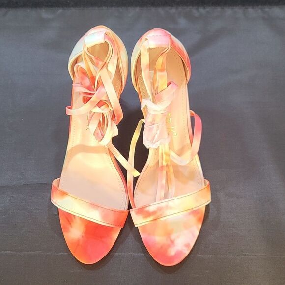 Allegra K Women's Elegant Open Toe Tie Dye Lace Up Stiletto Heel Sandals - Picture 2 of 16